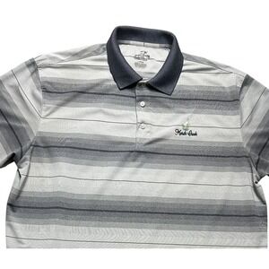Ahead Extreme Polo Shirt Mens Large Grey Polyester Spandex Golf Athletic Striped